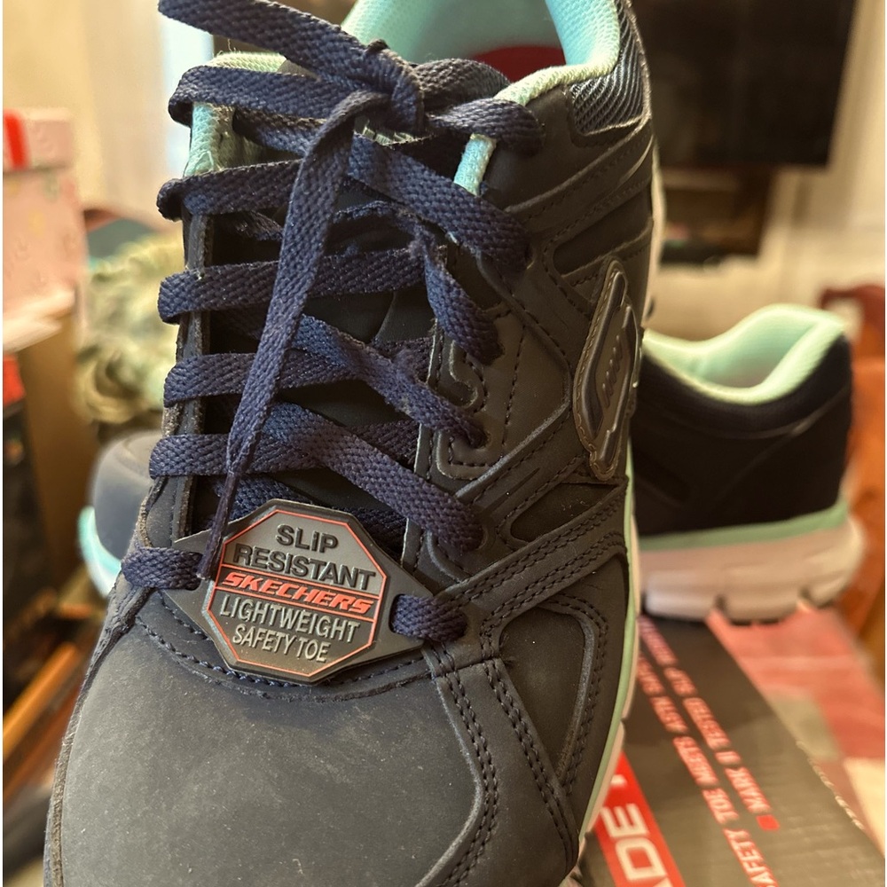Sketchers Work Jackie, Women’s Navy/Aqua Steele toe